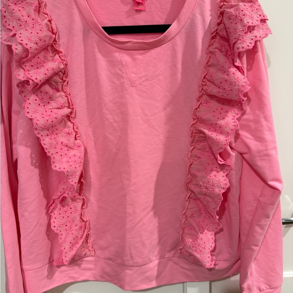 Lilly Pulitzer Pink Ruffled Sweatshirt